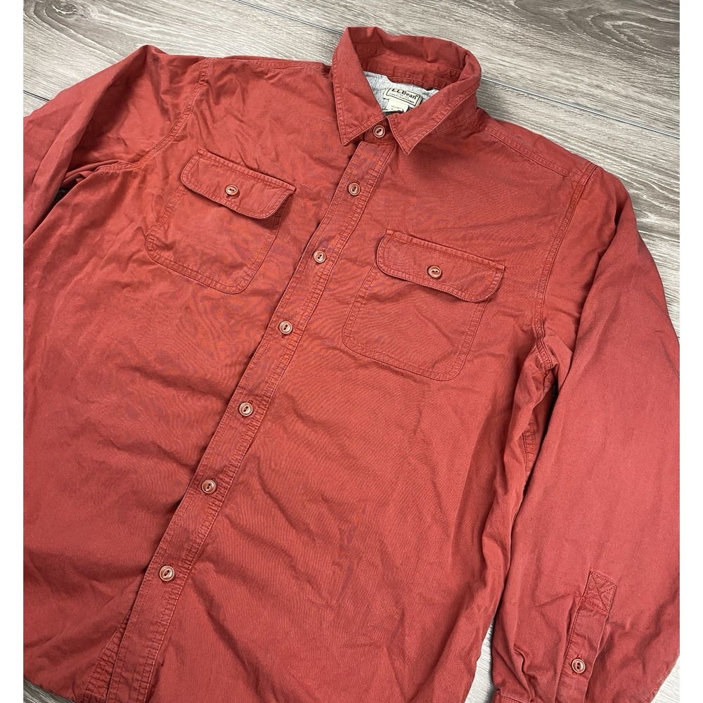 LL Bean Men's‎ Fleece Lined Button Up Flannel Shirt Red Size Large